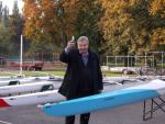 O. Mareček při křtu lodí v Litoměřicích v roce 2013, foto: archiv